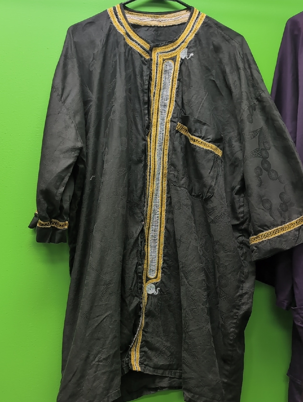 Traditional Embroidered Dashiki with Gold Trim And Matching Adjustable Pants